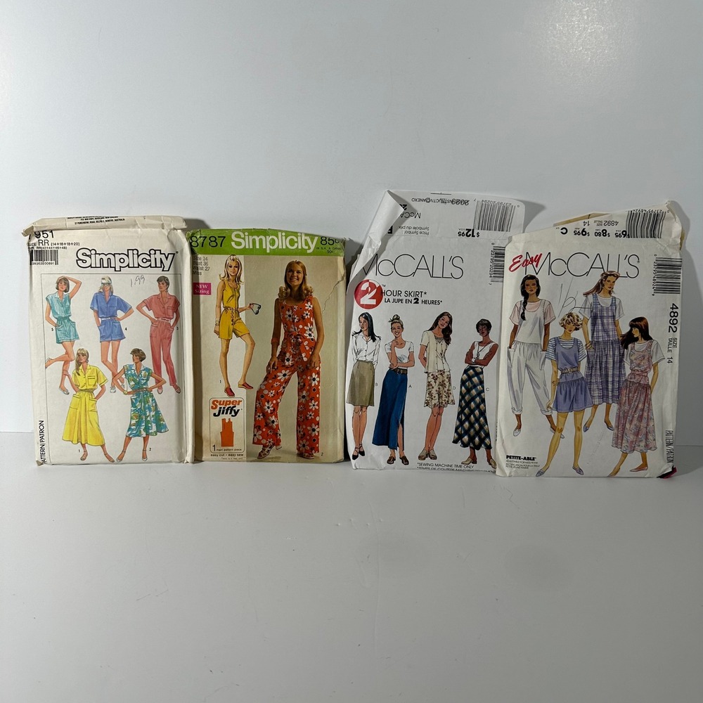 Vintage Simplicity McCall's Sewing Patterns Lot Jumpsuit Skirt Dress 7951 8787
